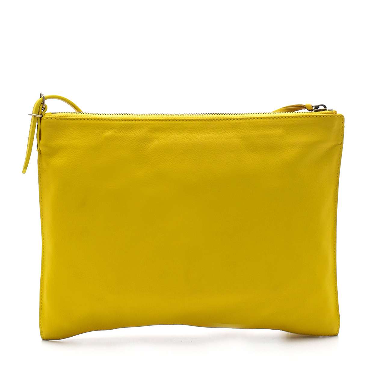 Balenciaga - Yellow Lambskin Leather Papier Clutch